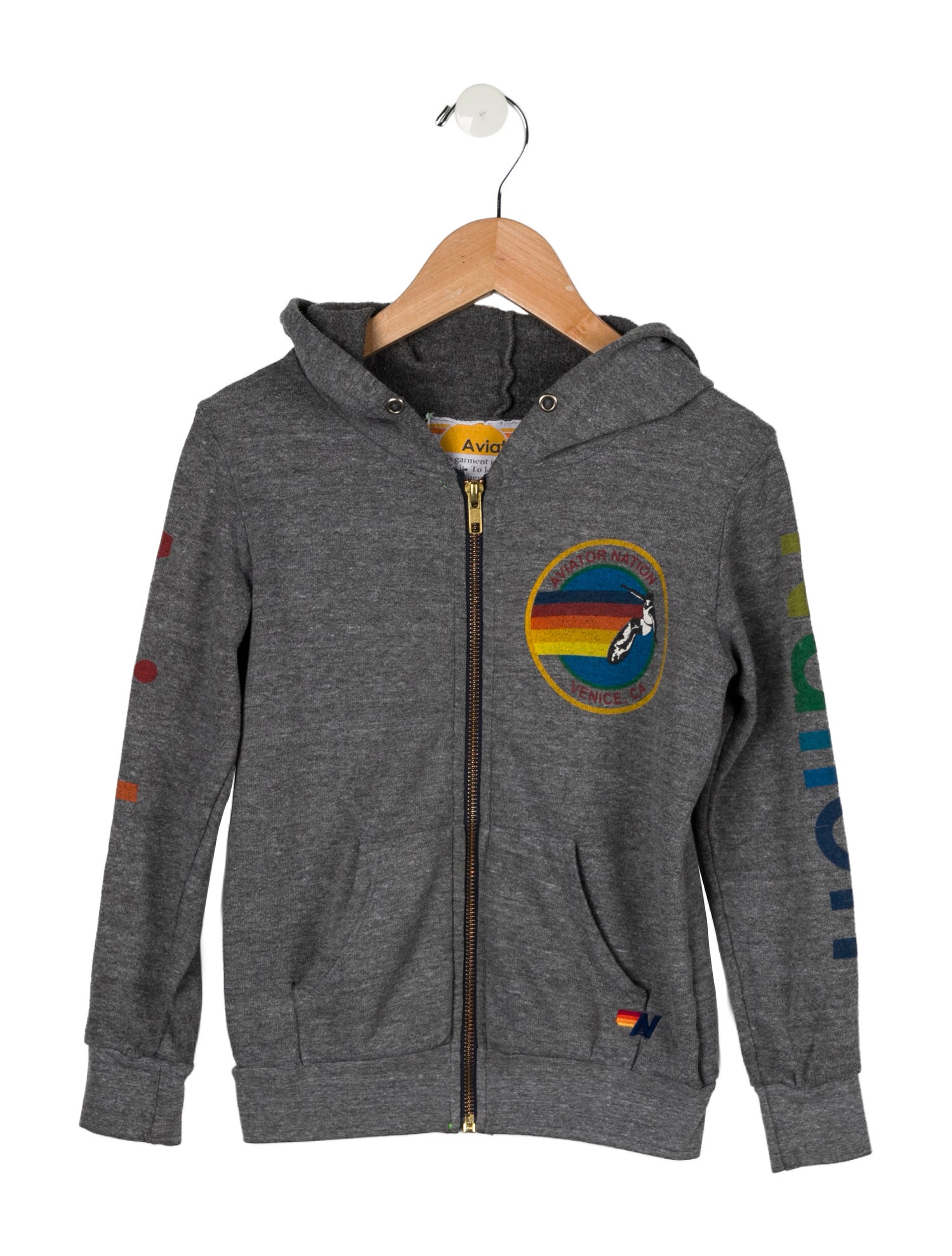 Aviator Nation Kids Boys' Grey Graphic Zip Hoodie
