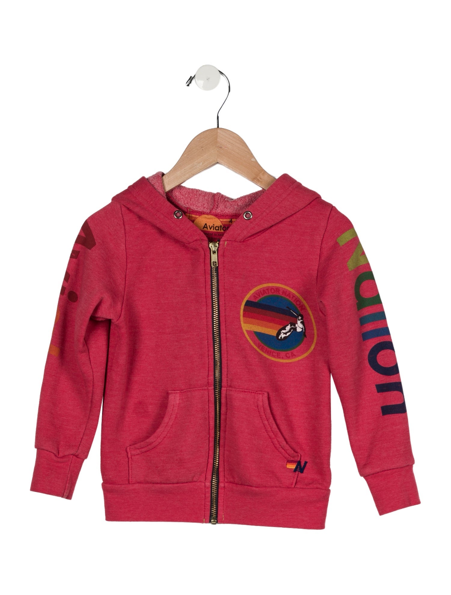 Aviator Nation Kids Girls' Red Graphic Zip Hoodie