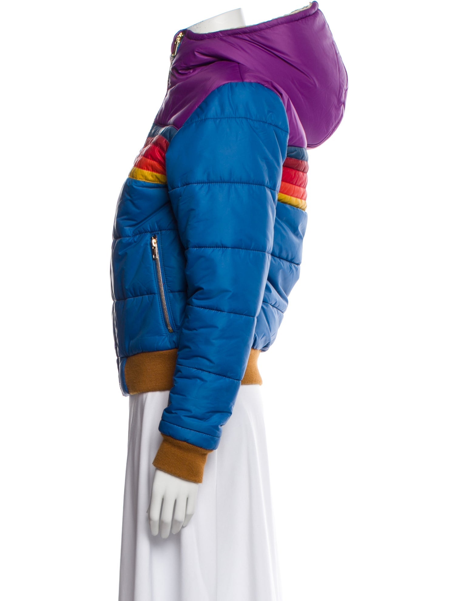 Aviator Nation Nylon Colorblock Pattern Bomber Jacket