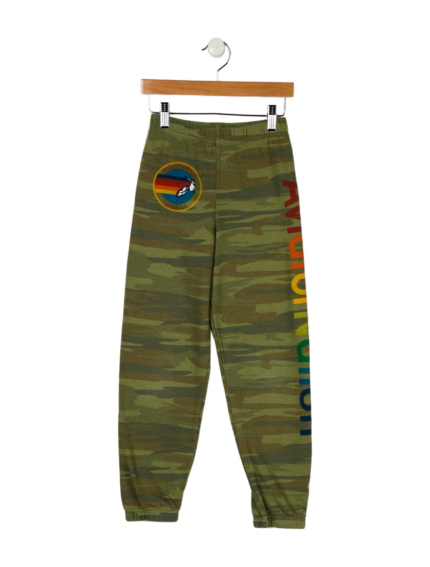 Aviator Nation Kids Girls' Green Army Print Sweatpant