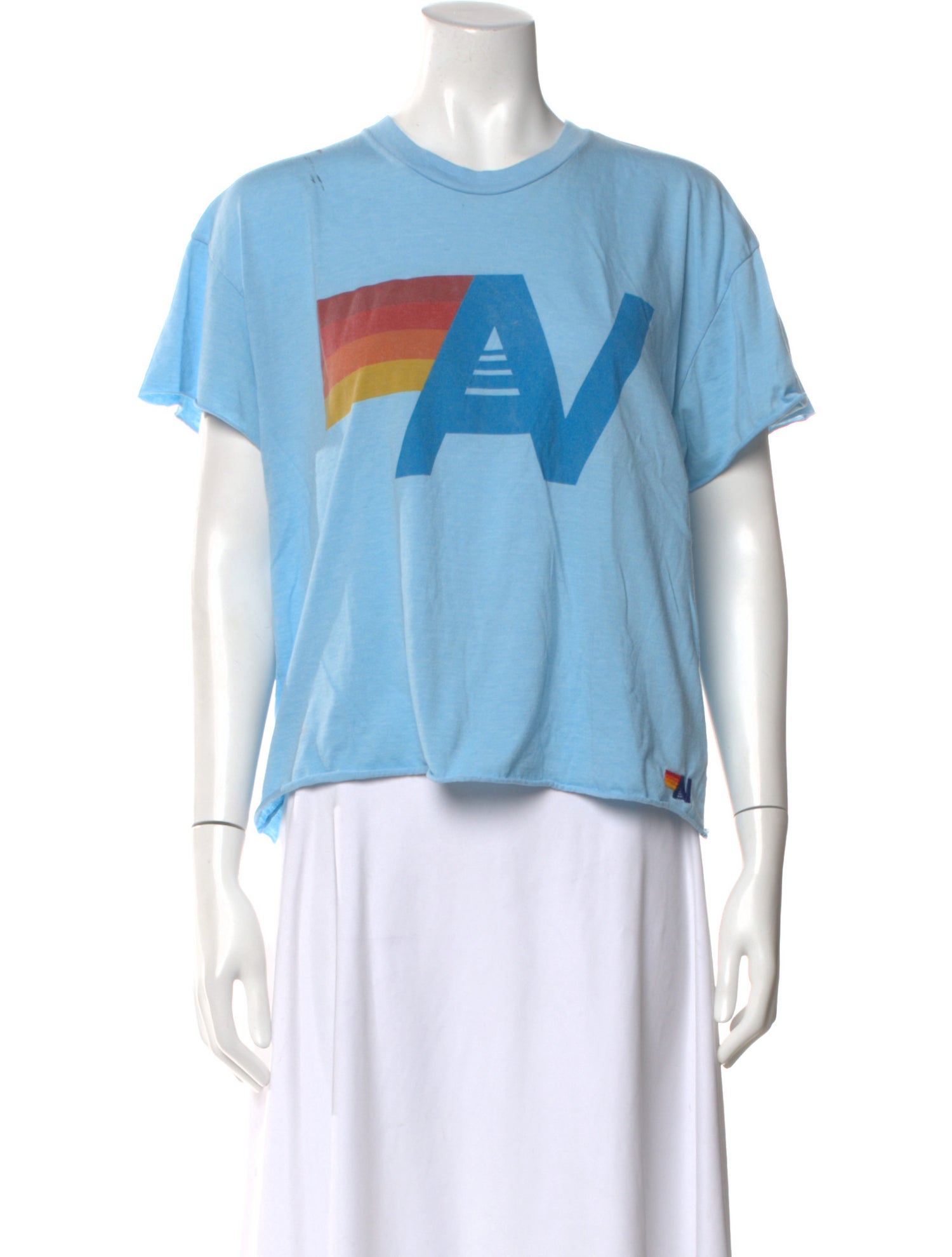 Aviator Nation Graphic Print Crew Neck Crop Top