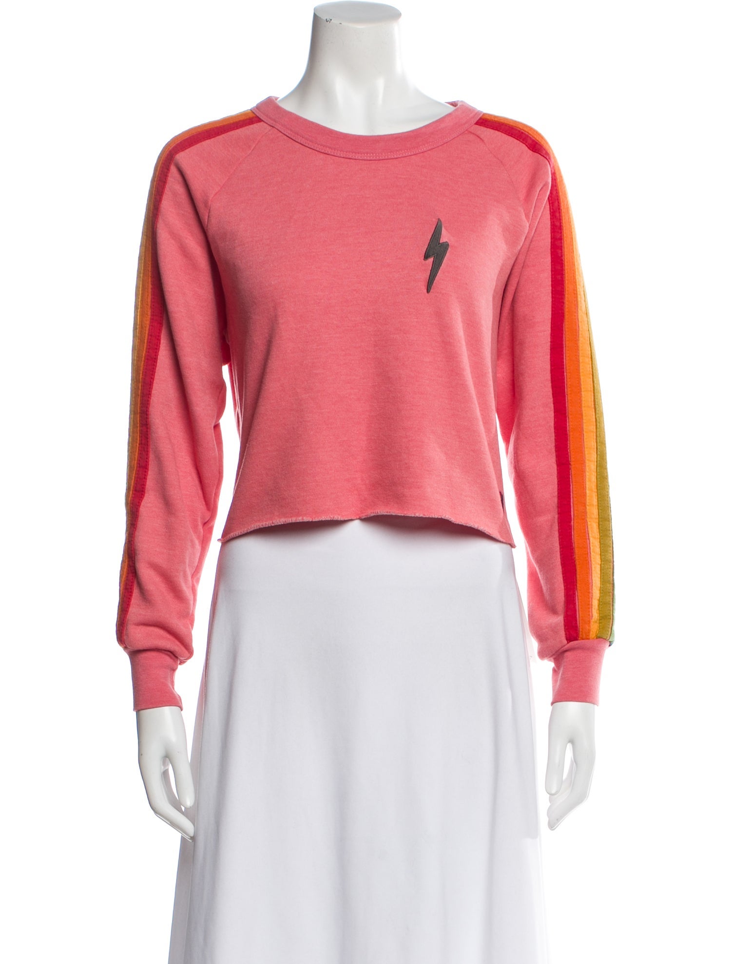 Aviator Nation Crew Neck Long Sleeve Crop Top