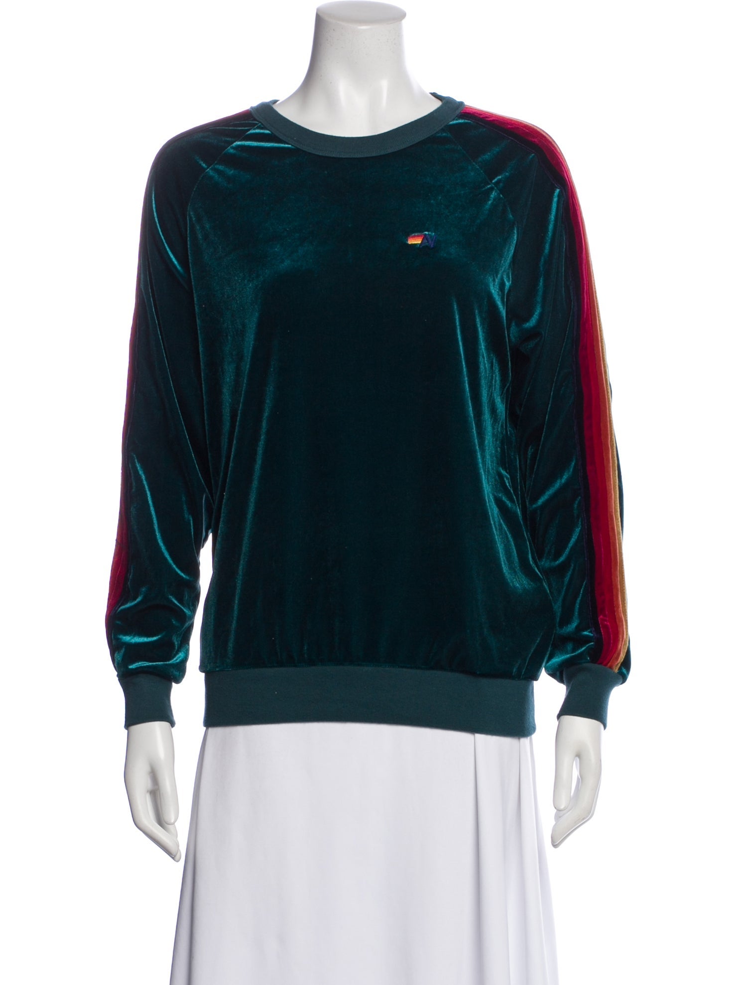 Aviator Nation Striped Crew Neck Sweatshirt