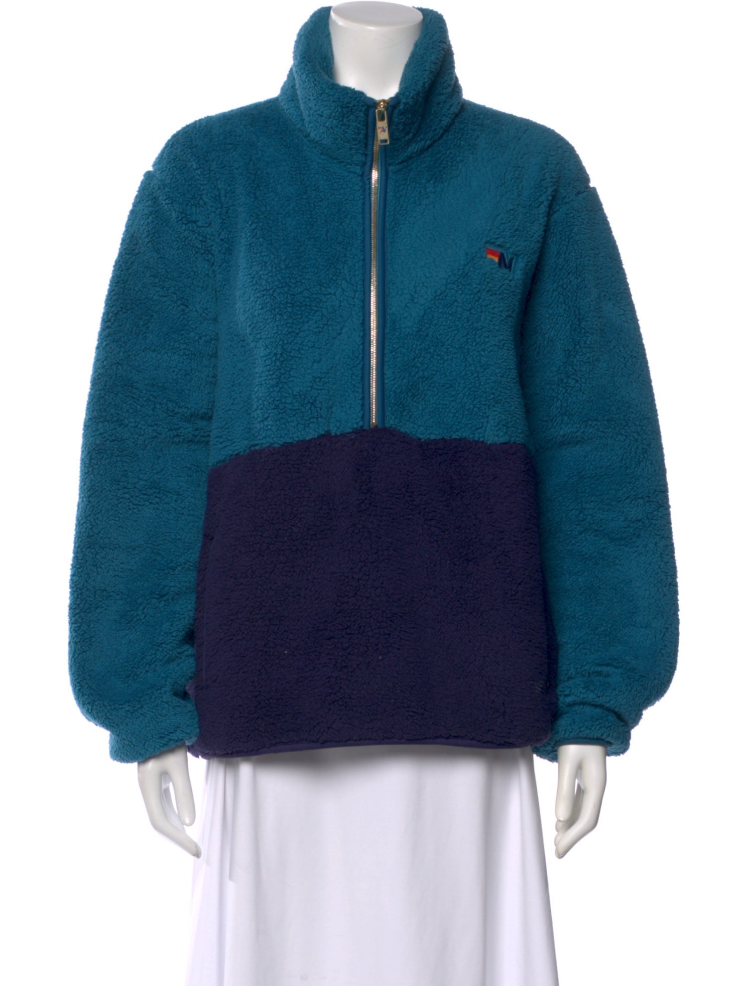 Aviator Nation Colorblock Pattern Mock Neck Sweatshirt