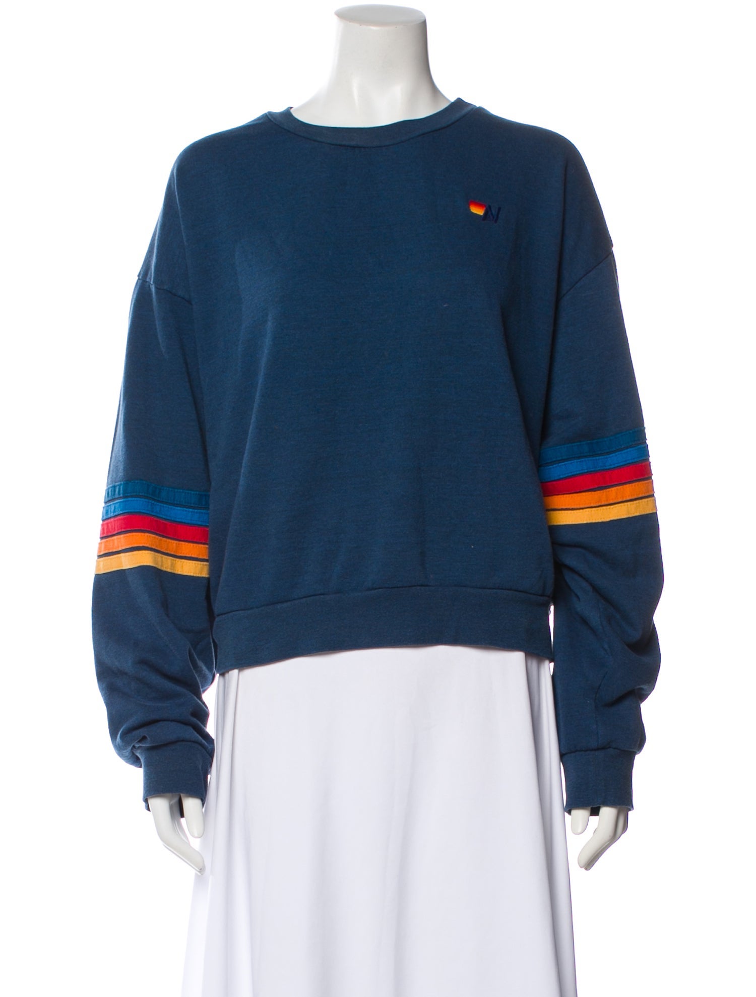 Aviator Nation Striped Crew Neck Sweatshirt