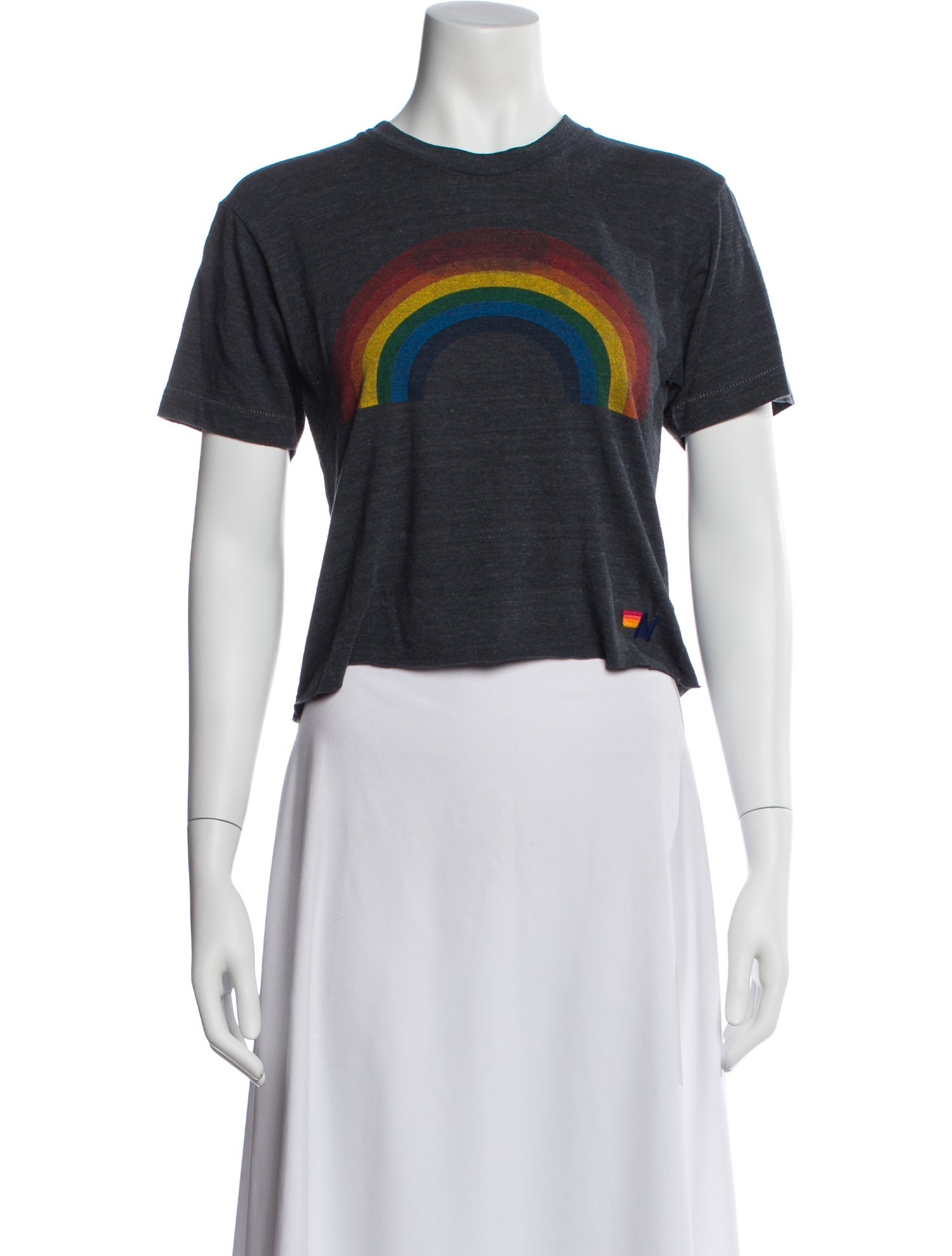 Aviator Nation Graphic Print Crew Neck Crop Top