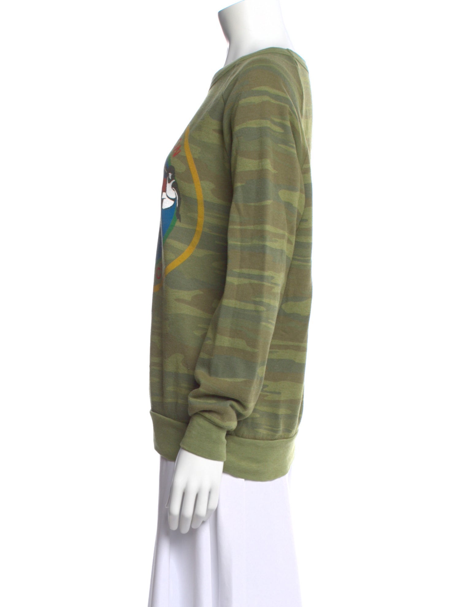 Aviator Nation Camouflage Print Crew Neck Sweatshirt