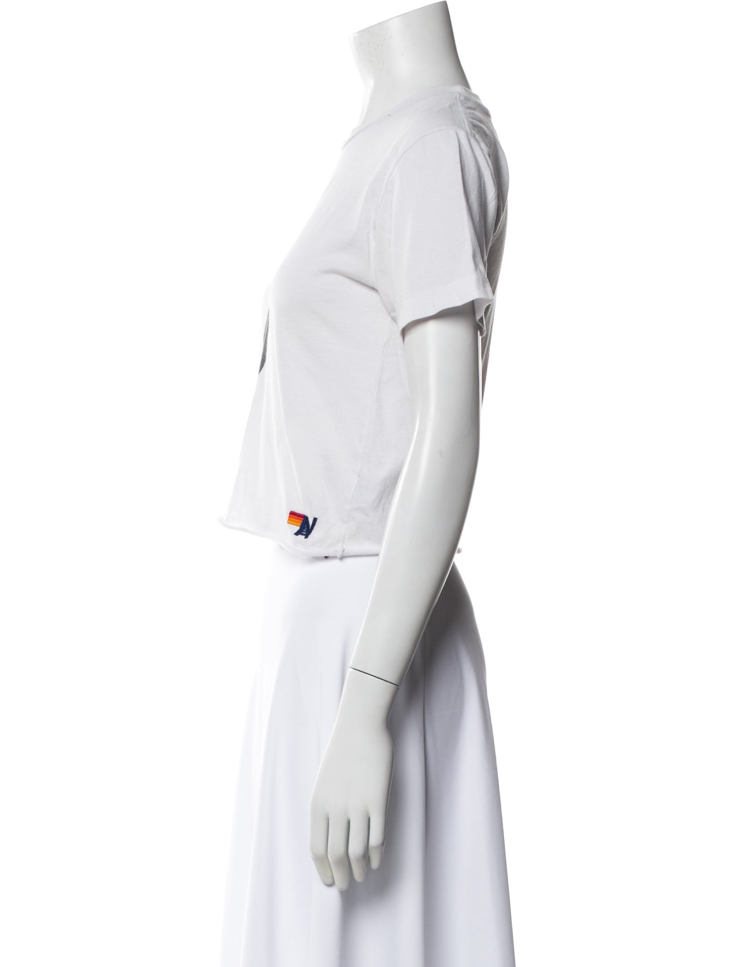 Aviator Nation Graphic Print Crew Neck Crop Top