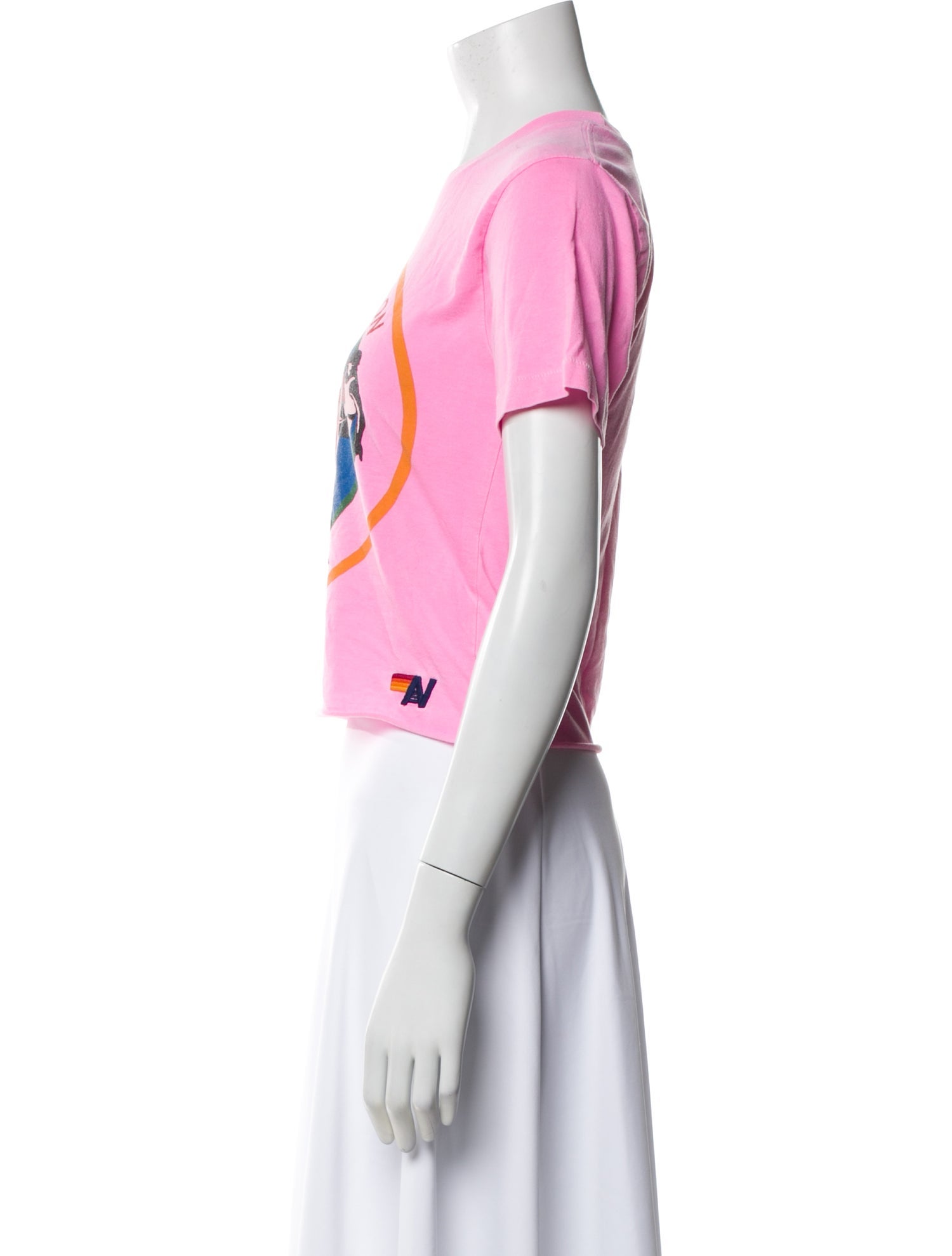 Aviator Nation Graphic Print Crew Neck Crop Top