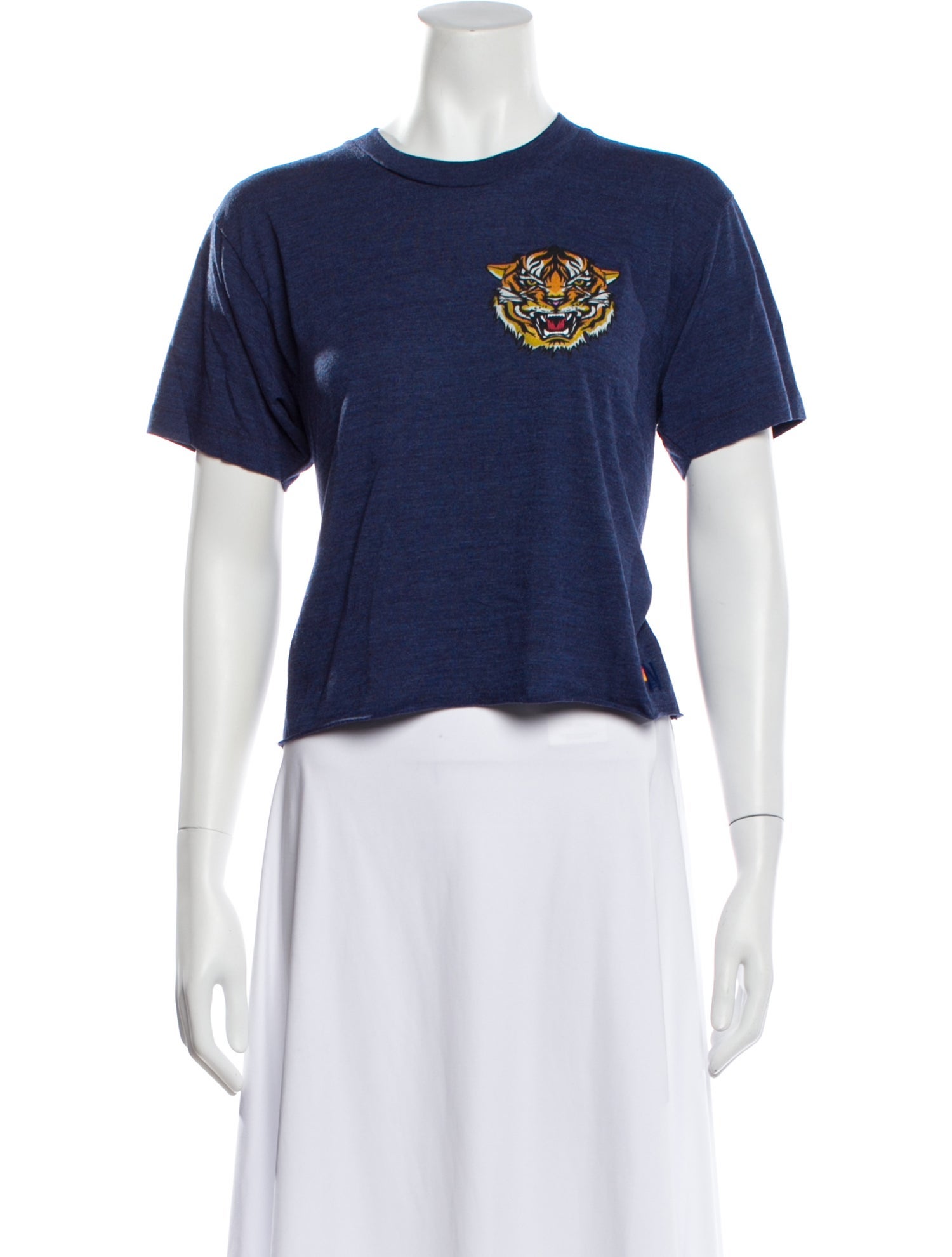 Aviator Nation Graphic Print Crew Neck Crop Top