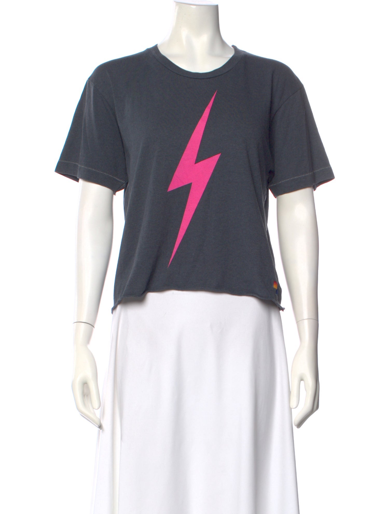 Aviator Nation Graphic Print Crew Neck Crop Top