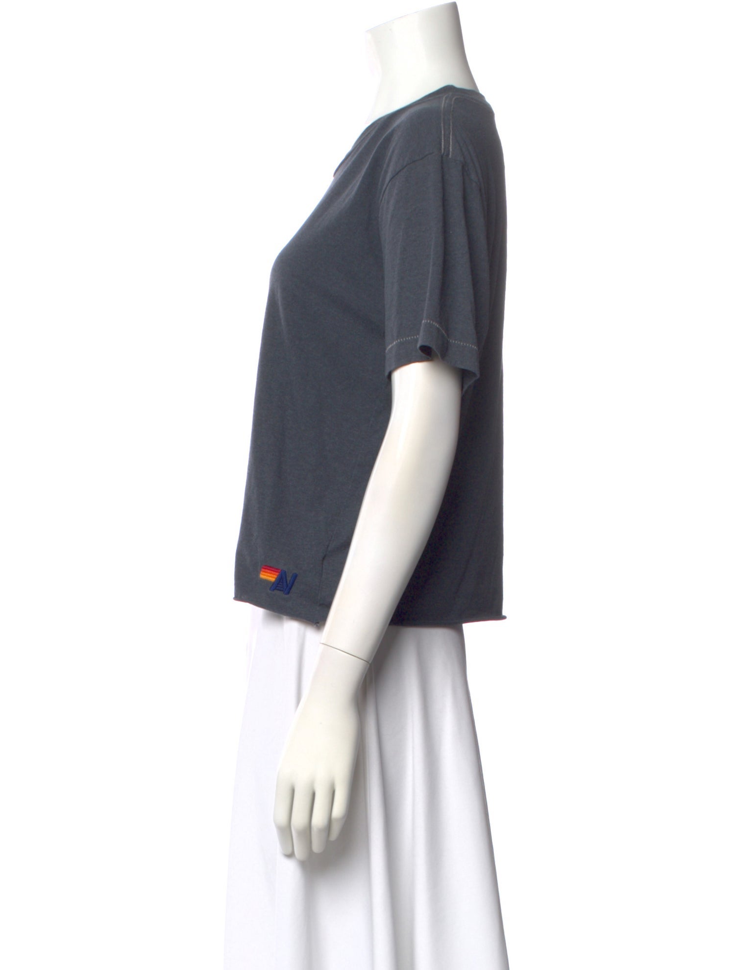 Aviator Nation Graphic Print Crew Neck Crop Top