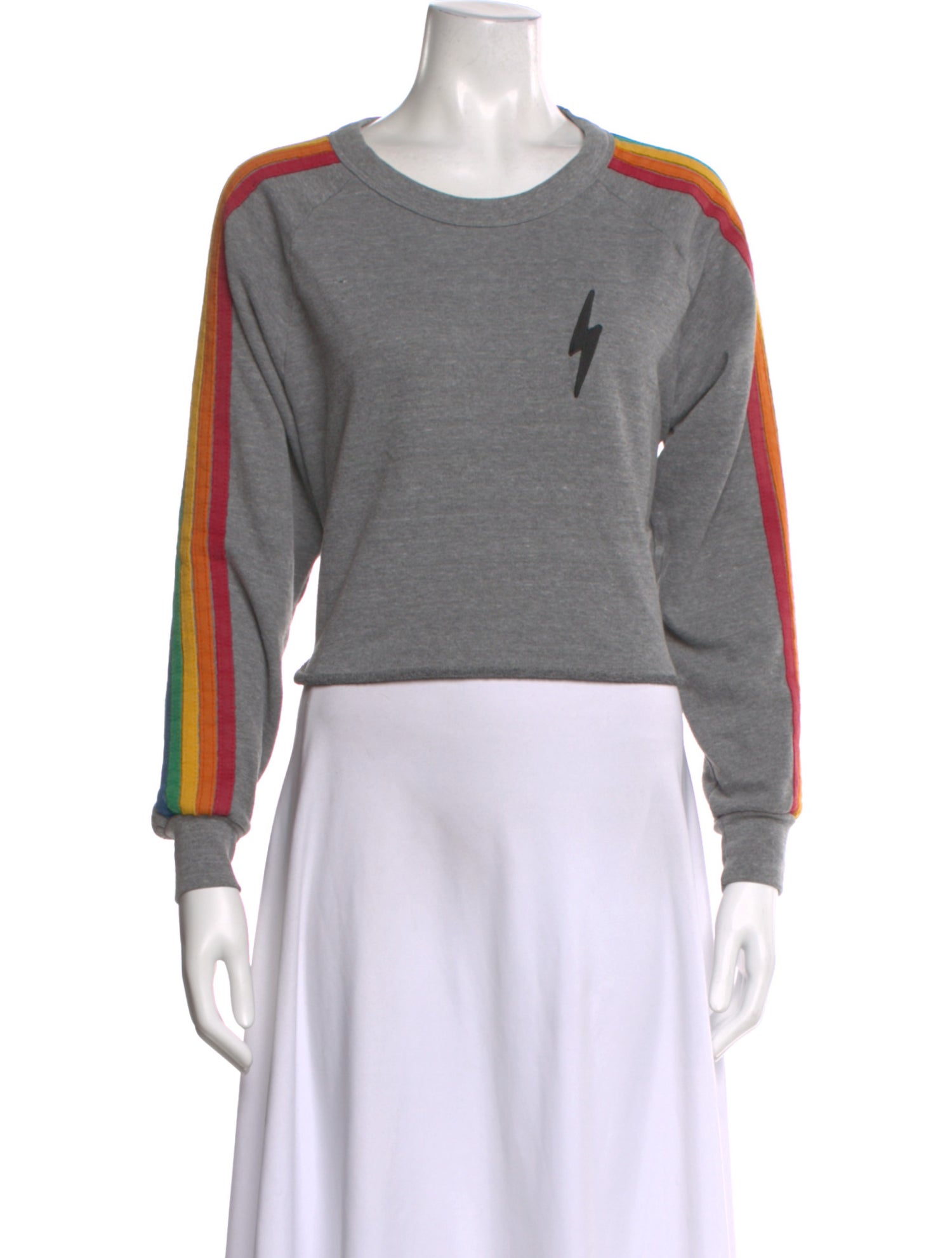 Aviator Nation Striped Crew Neck Sweatshirt