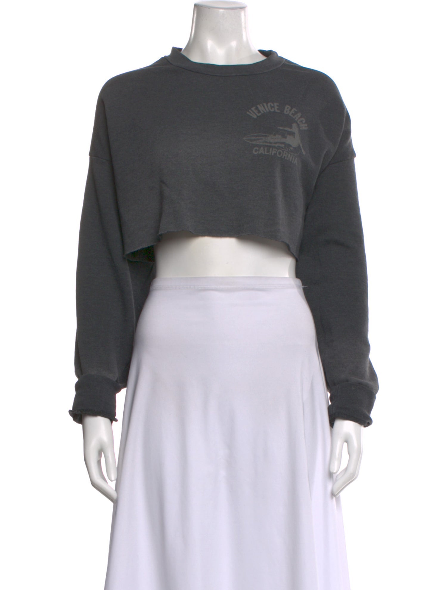 Aviator Nation Graphic Print Crew Neck Crop Top