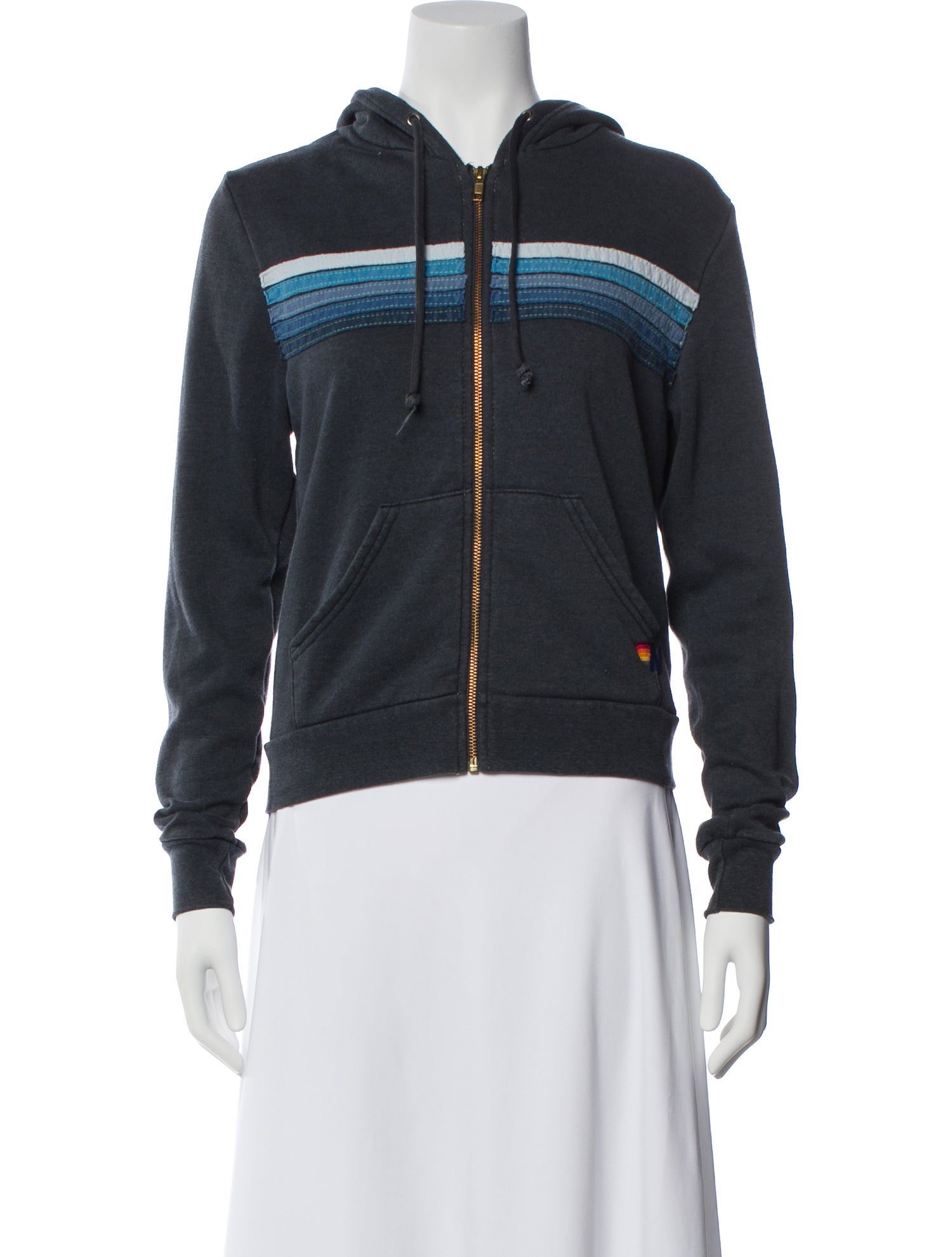 Aviator Nation Striped Crew Neck Hoodie