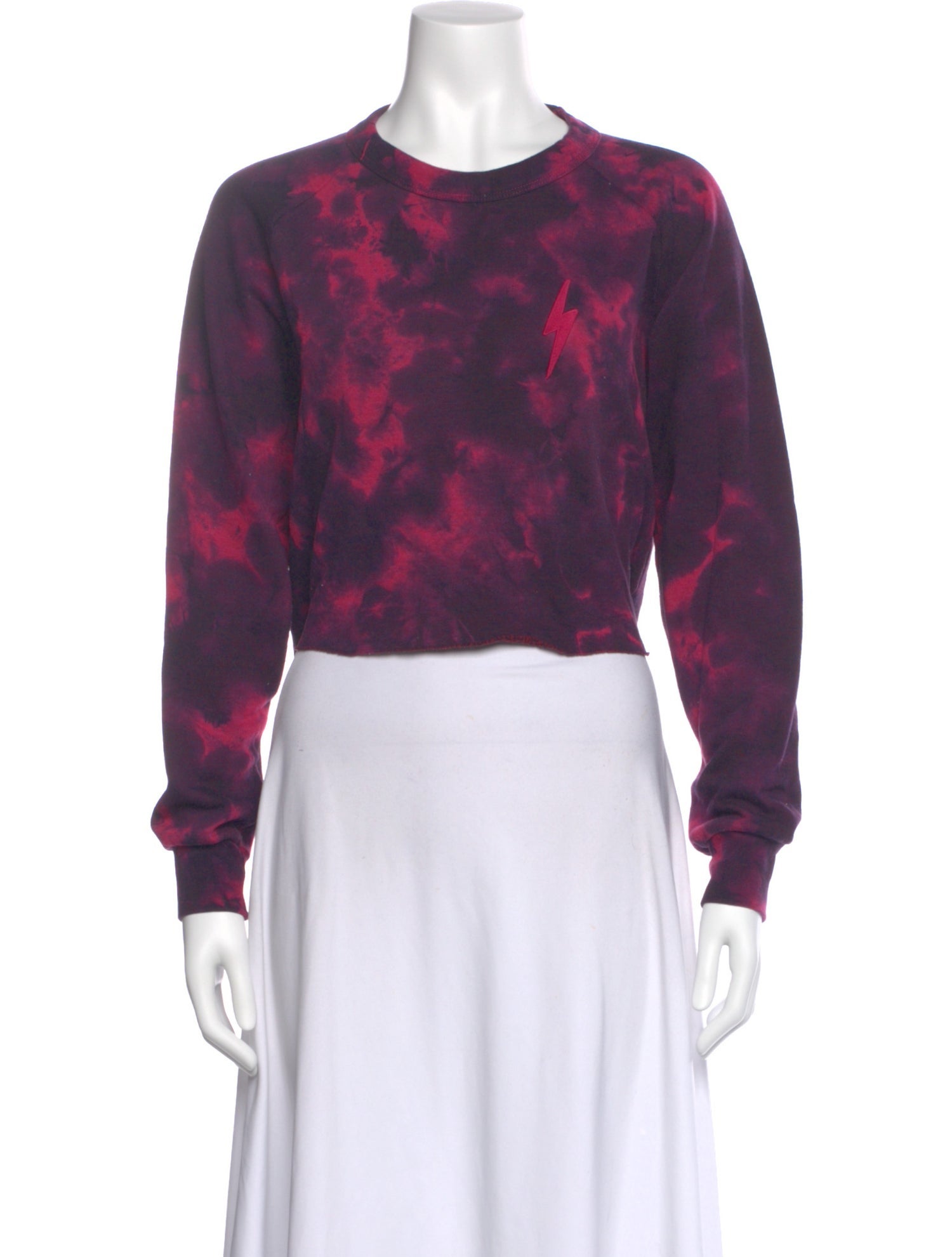 Aviator Nation Tie-Dye Print Crew Neck Crop Top