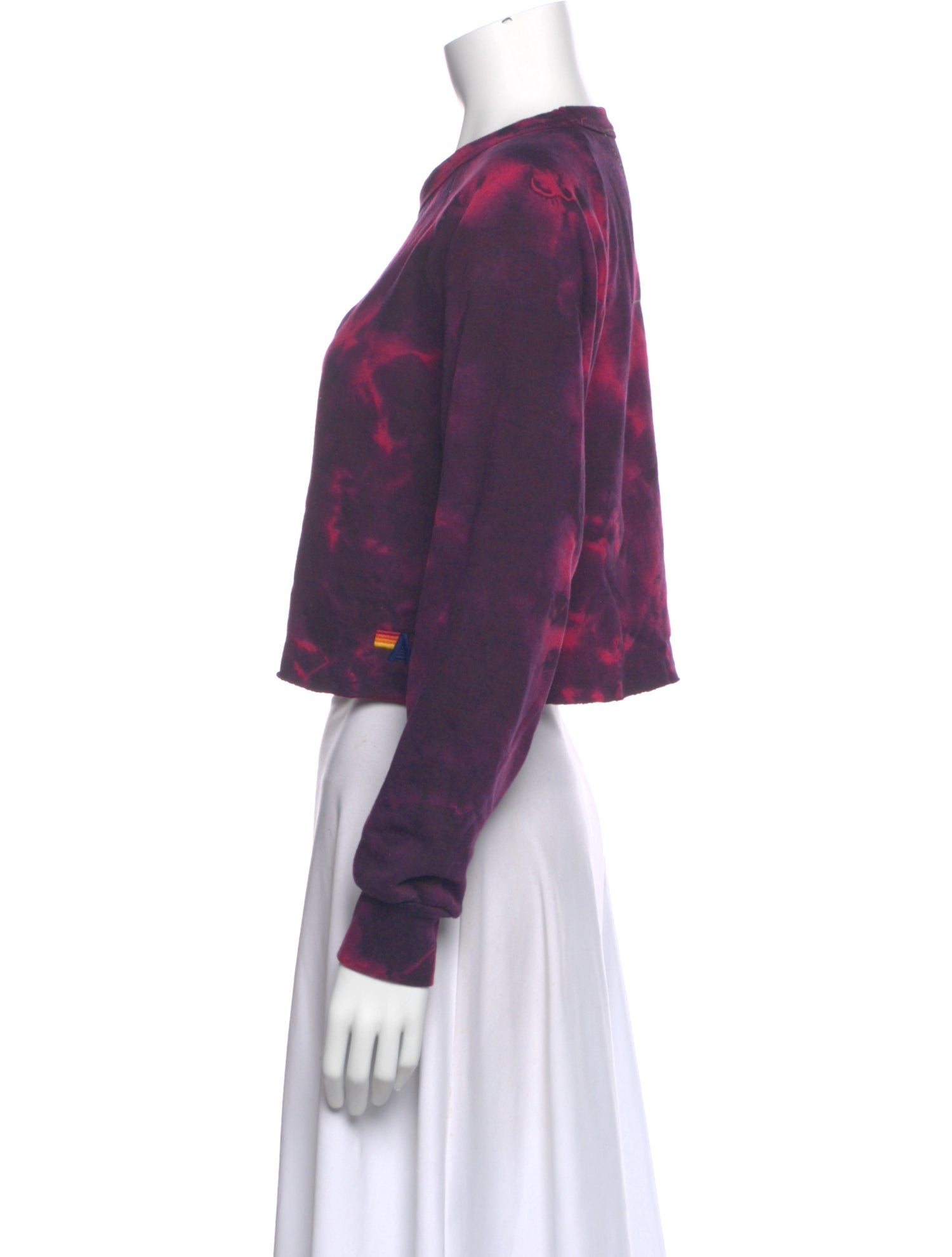 Aviator Nation Tie-Dye Print Crew Neck Crop Top