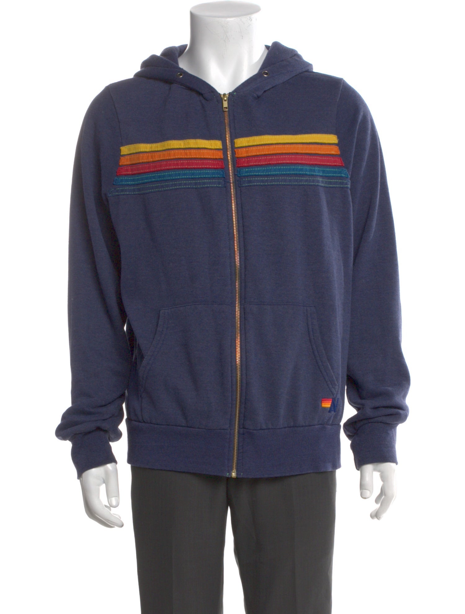 Aviator Nation Striped Mock Neck Hoodie