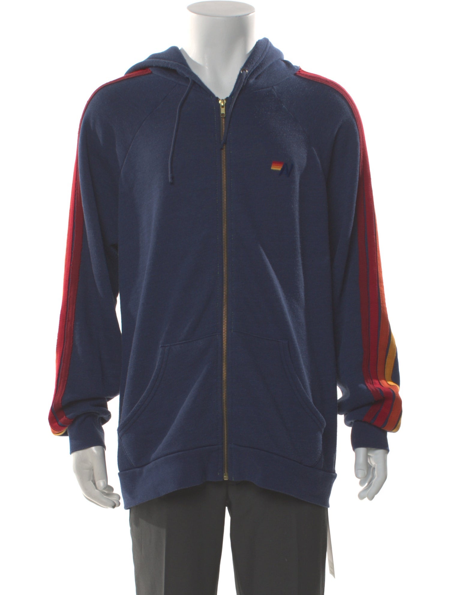 Aviator Nation Striped V-Neck Hoodie