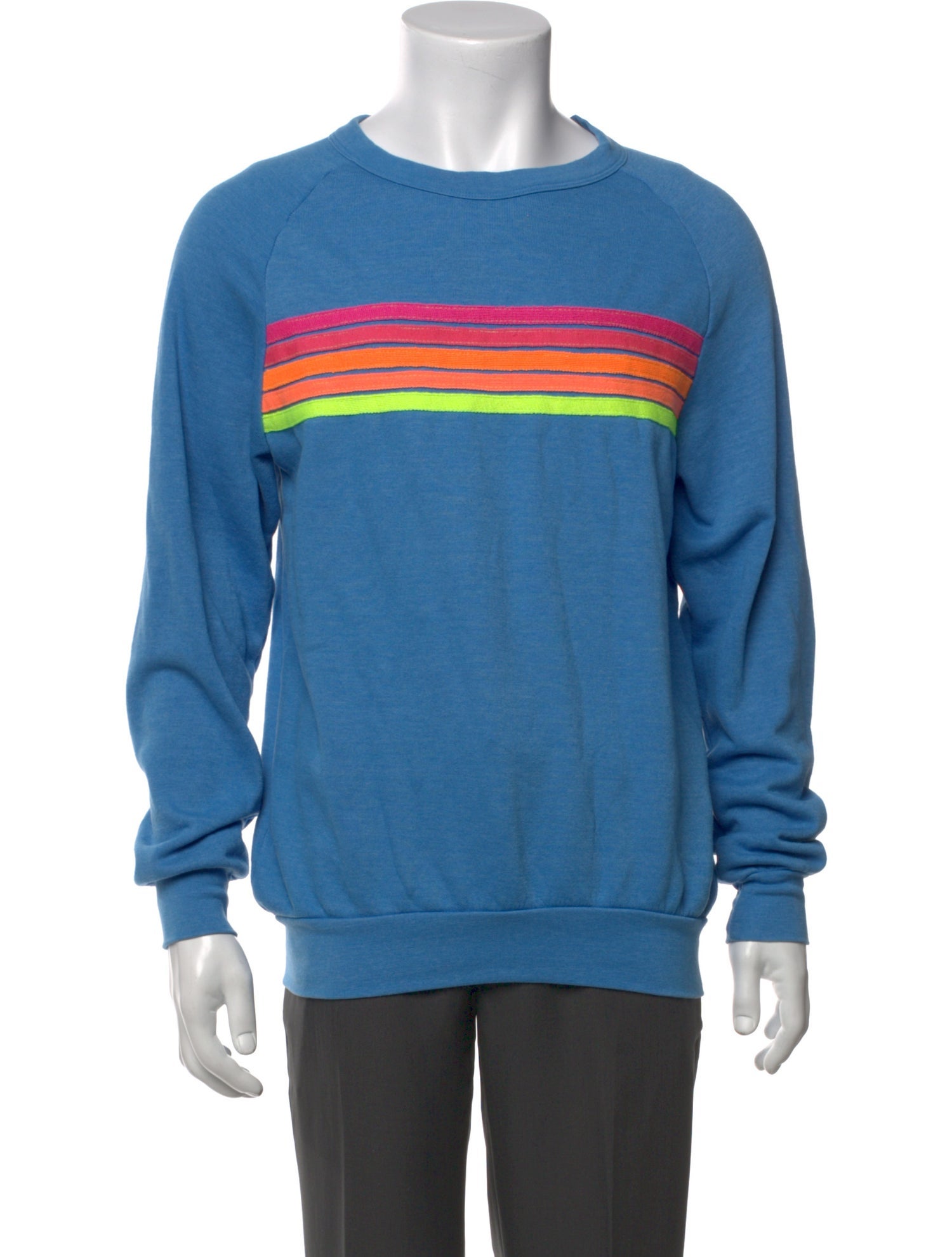 Aviator Nation Striped Crew Neck Sweatshirt