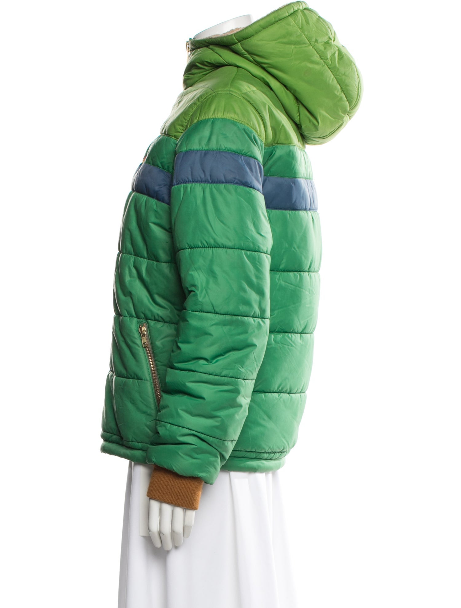 Aviator Nation Wool Colorblock Pattern Down Coat