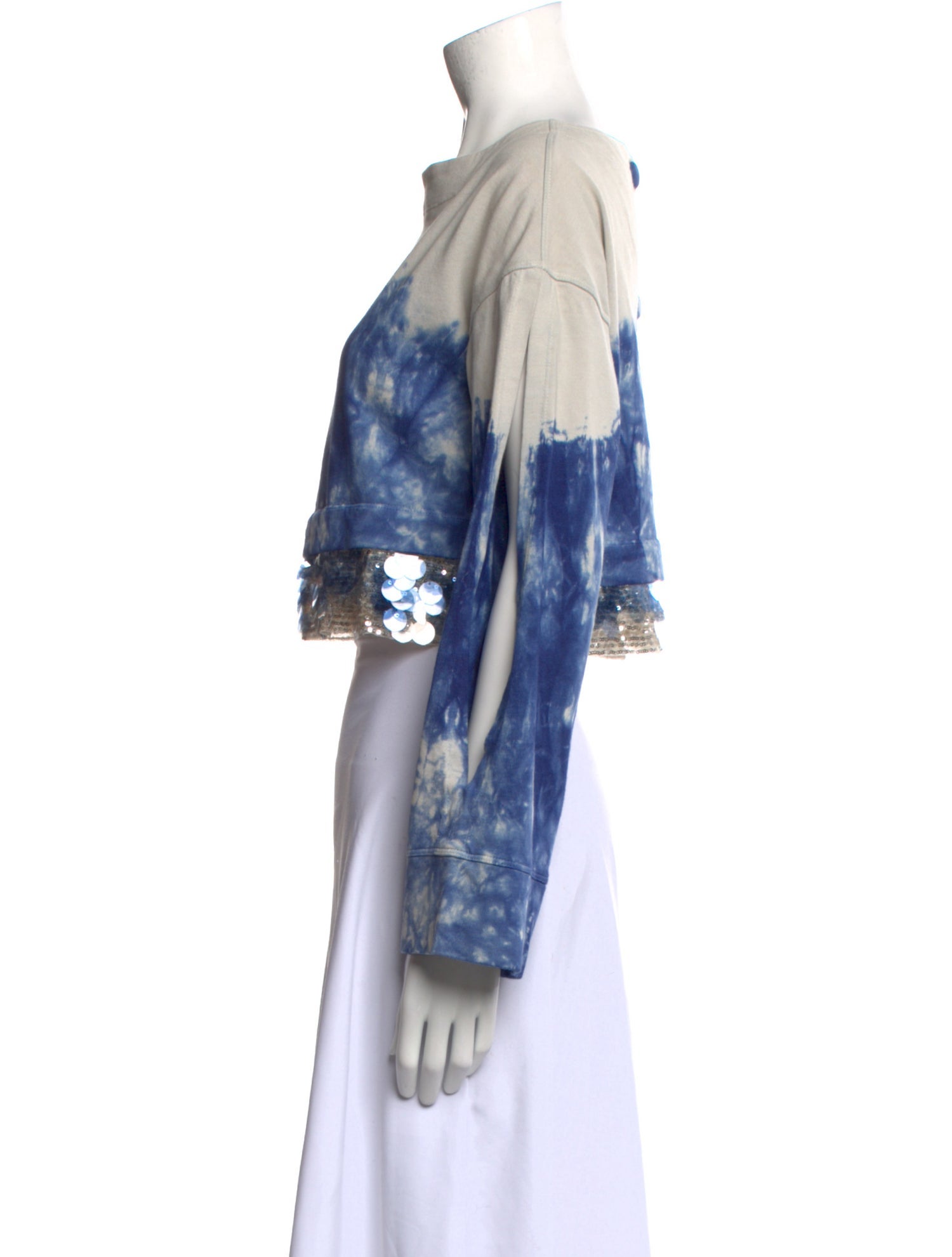 Aviu Tie-Dye Print Bateau Neckline Crop Top