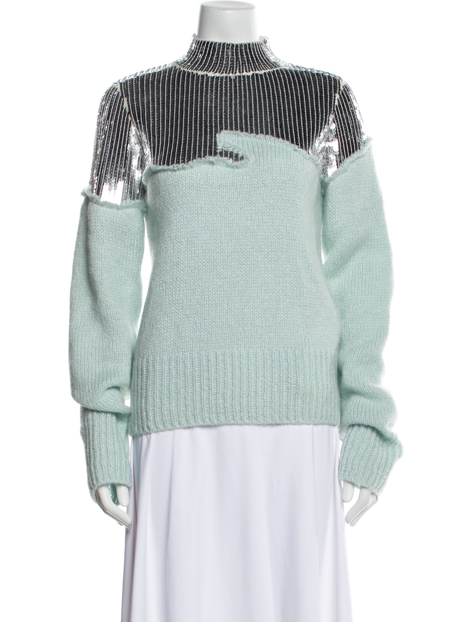 Aviu Colorblock Pattern Mock Neck Sweater