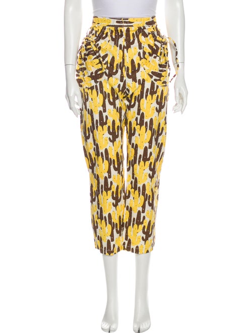 AVN Printed Straight Leg Pants Yellow