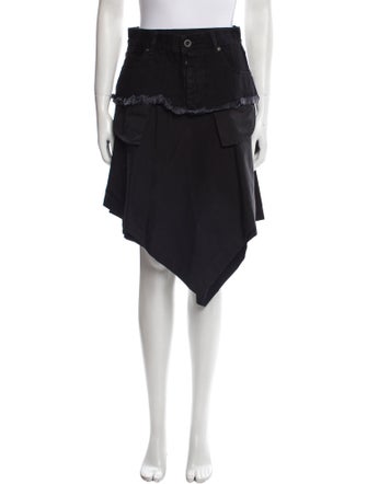 Ben Taverniti Unravel Project Raw-Edge Trim Midi Length Skirt