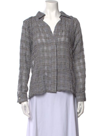 Ben Taverniti Unravel Project Plaid Print V-Neck Button-Up Top