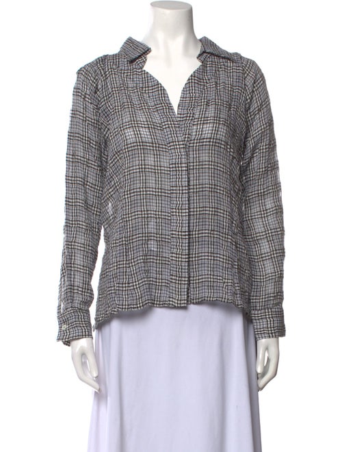 Ben Taverniti Unravel Project Plaid Print V-Neck Button-Up Top