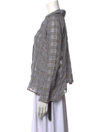 Ben Taverniti Unravel Project Plaid Print V-Neck Button-Up Top