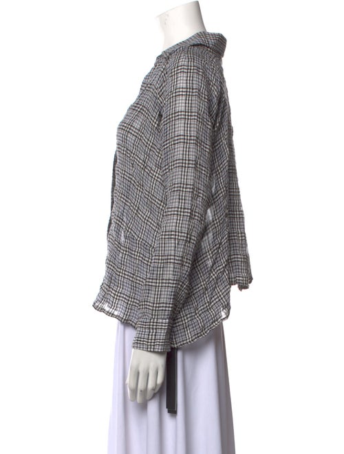 Ben Taverniti Unravel Project Plaid Print V-Neck Button-Up Top