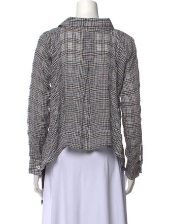 Ben Taverniti Unravel Project Plaid Print V-Neck Button-Up Top