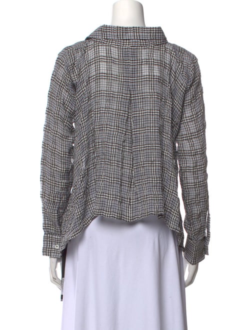 Ben Taverniti Unravel Project Plaid Print V-Neck Button-Up Top