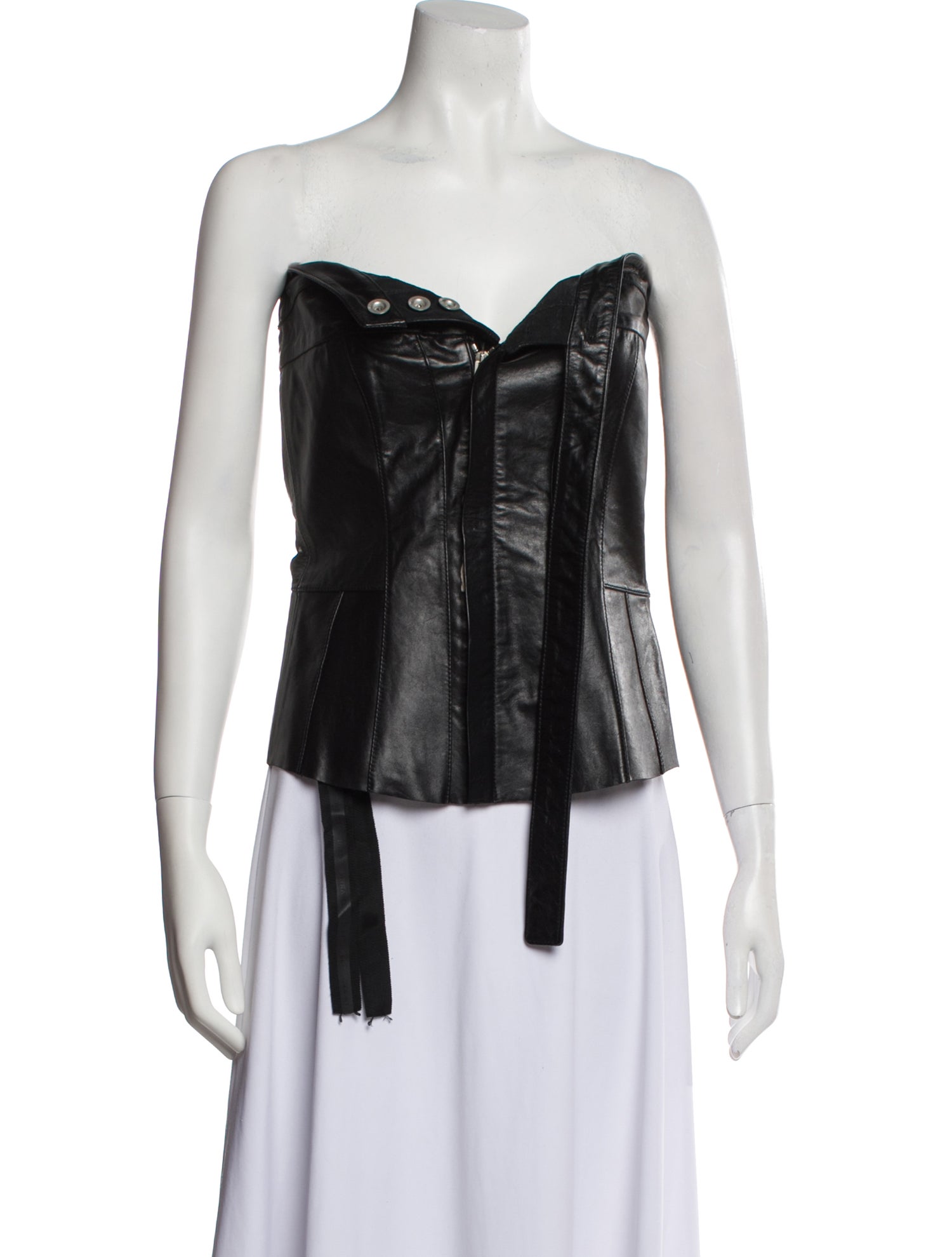 Ben Taverniti Unravel Project Leather Strapless Top