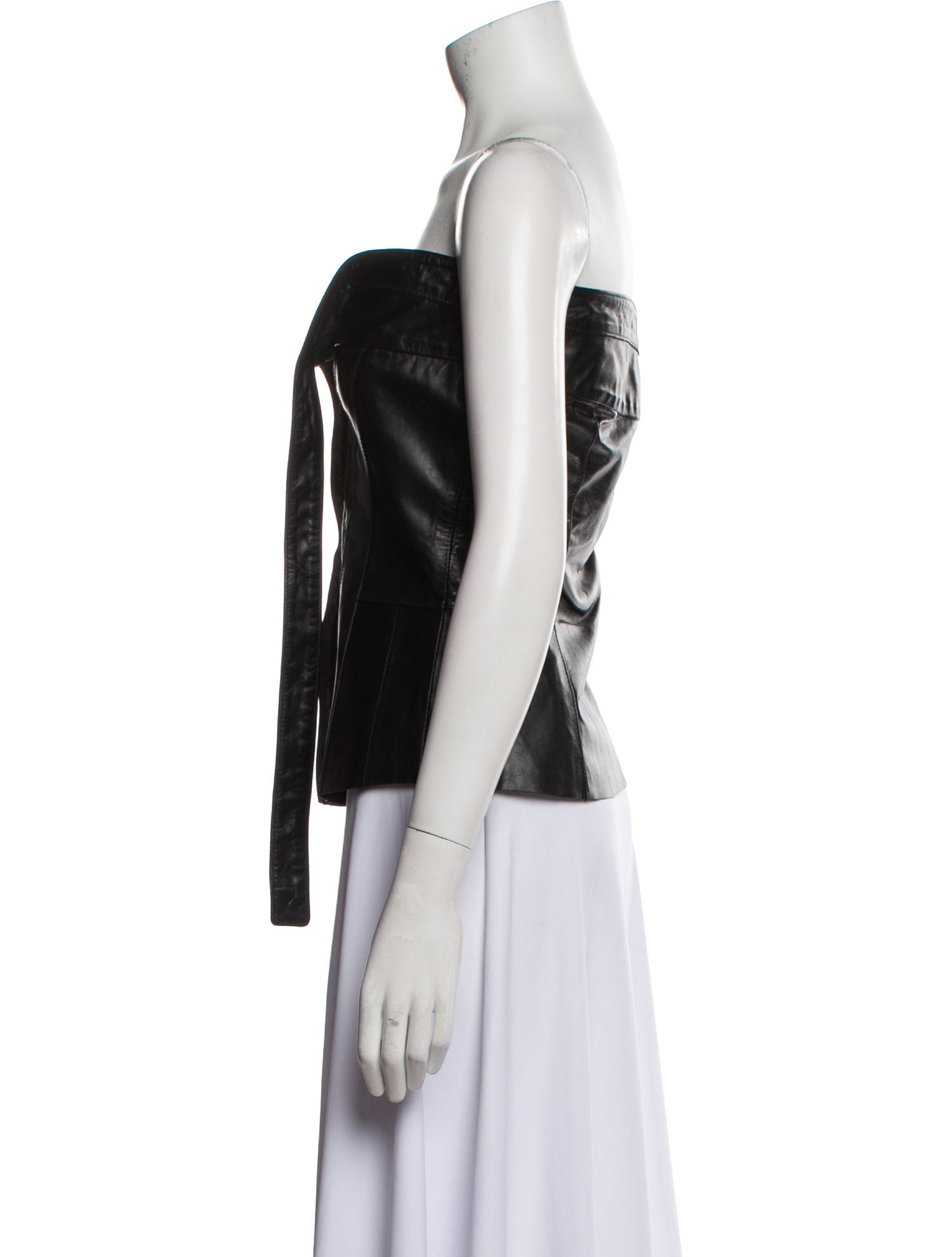 Ben Taverniti Unravel Project Leather Strapless Top