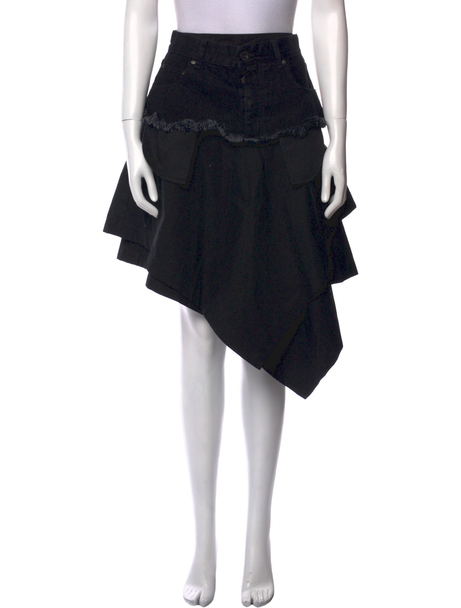 Ben Taverniti Unravel Project Raw-Edge Trim Midi Length Skirt