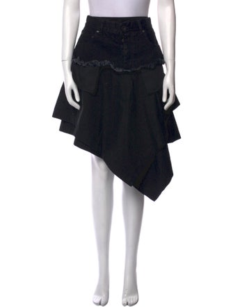 Ben Taverniti Unravel Project Raw-Edge Trim Midi Length Skirt