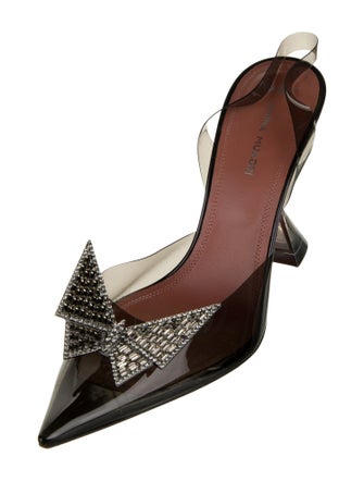 AWGE x Amina Muaddi PVC Crystal Embellishments Slingback Pumps