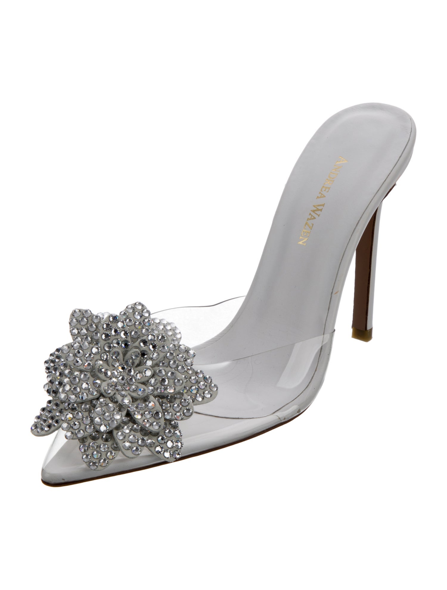 Andrea Wazen PVC Crystal Embellishments Mules