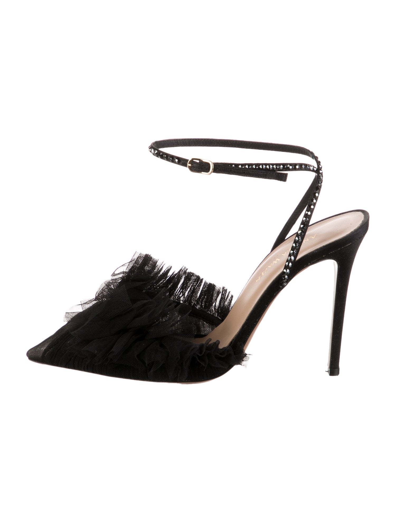 Andrea Wazen Satin Crystal Embellishments Sandals