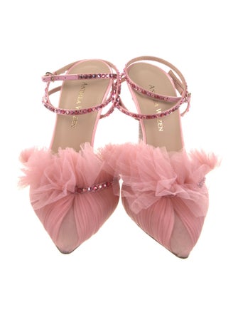 Andrea Wazen Mesh Mesh Accents Slingback Pumps