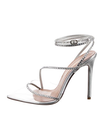 Andrea Wazen Leather Crystal Embellishments Slingback Pumps