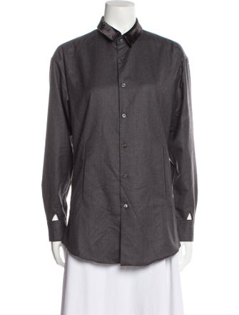Andre Walker Wool Long Sleeve Button-Up Top