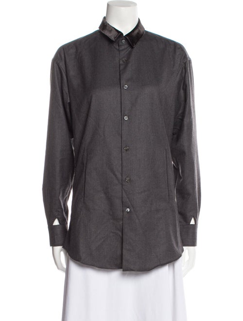 Andre Walker Wool Long Sleeve Button-Up Top