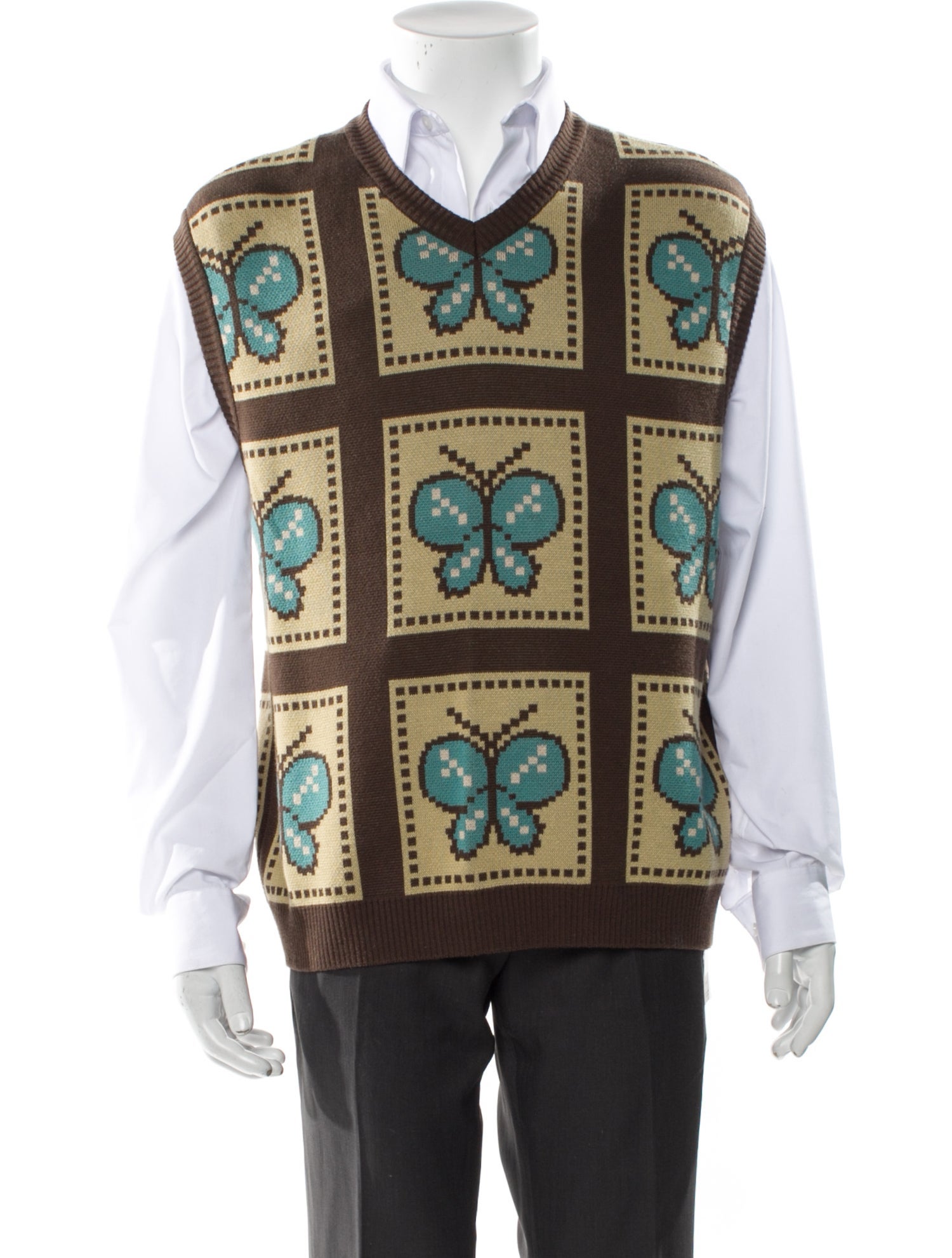 Awake NY Printed V-Neck Sweater Vest