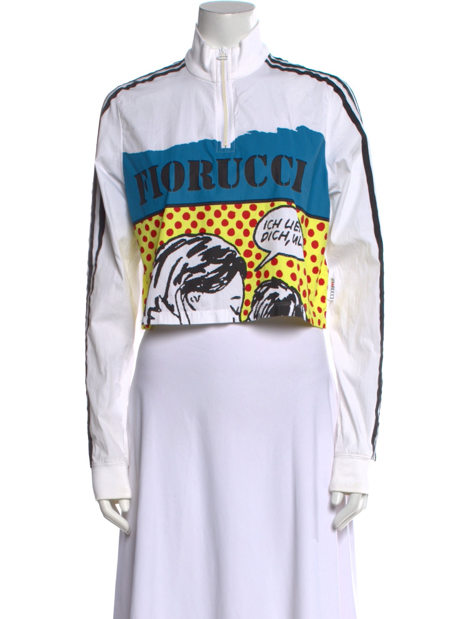adidas x Fiorucci Graphic Print Mock Neck Crop Top