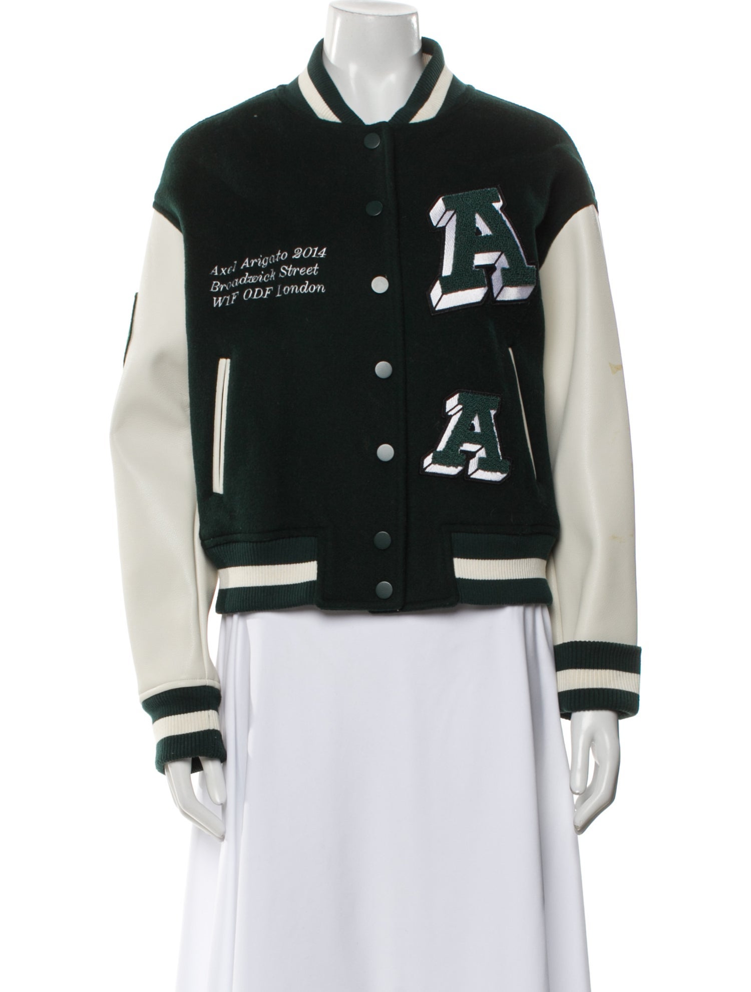 Axel Arigato Wool Colorblock Pattern Bomber Jacket