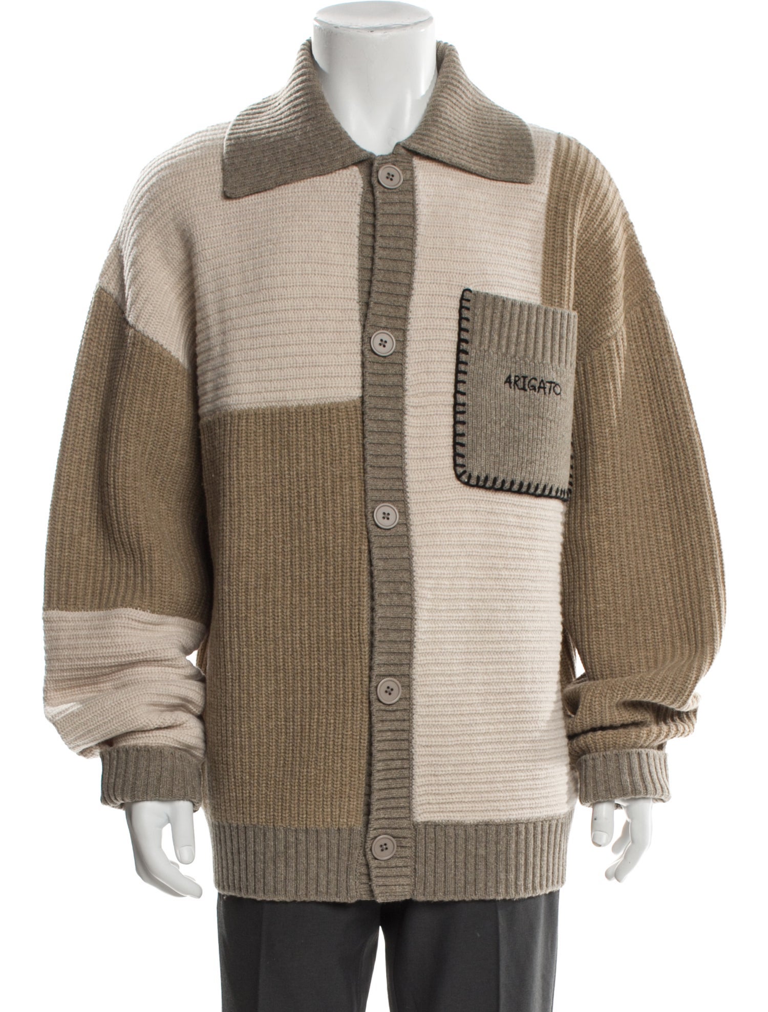 Axel Arigato Wool Colorblock Pattern Cardigan
